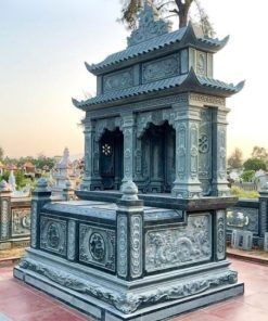 Mộ đá đôi xanh rêu 2 mái - CT13