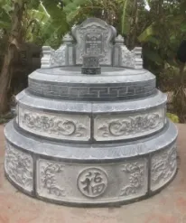 Mộ đá tròn đẹp do Đá Mỹ Nghệ Cát Tiến thi công tại Long Biên, Hà Nội năm 2025