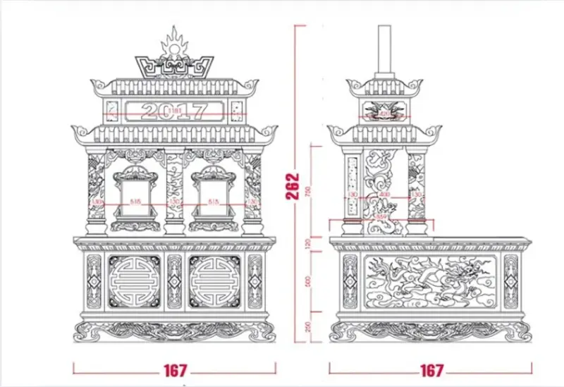 Kích thước mộ đá đôi chuẩn phong thủy