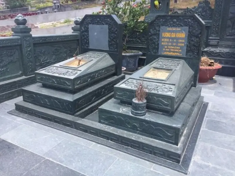 Mẫu mộ đá tam cấp không mái