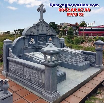 Mẫu mộ đôi đá công giáo đẹp MCG 02