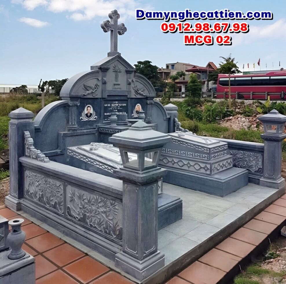 Mẫu mộ đôi đá công giáo đẹp MCG 02