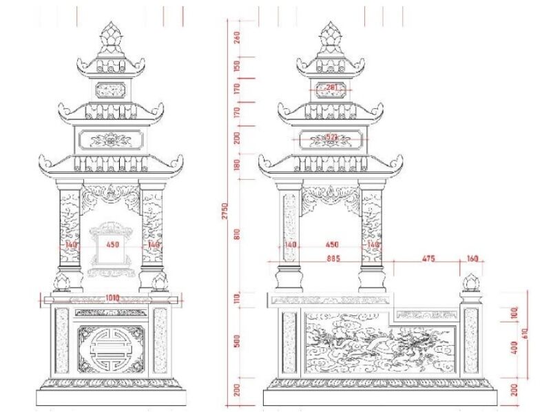 Kích thước lăng mộ đẹp