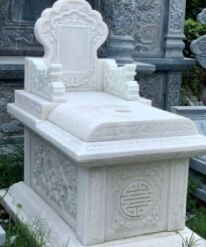 Mẫu mộ đá trắng CT02 do Đá Mỹ Nghệ Cát Tiến chế tác