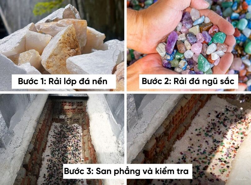 Rải đá thạch anh cần tuân thủ theo các bước cơ bản để đảm bảo độ bền và ý nghĩa tâm linh cho phần mộ 