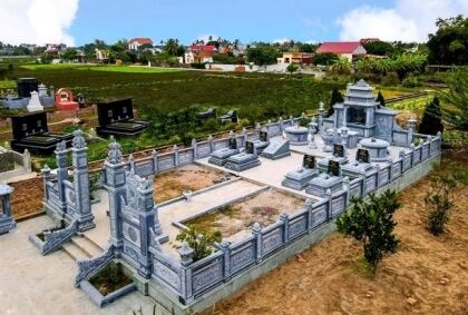 Khu lăng mộ đá xanh đen Cát Tiến thi công tại Hưng Yên