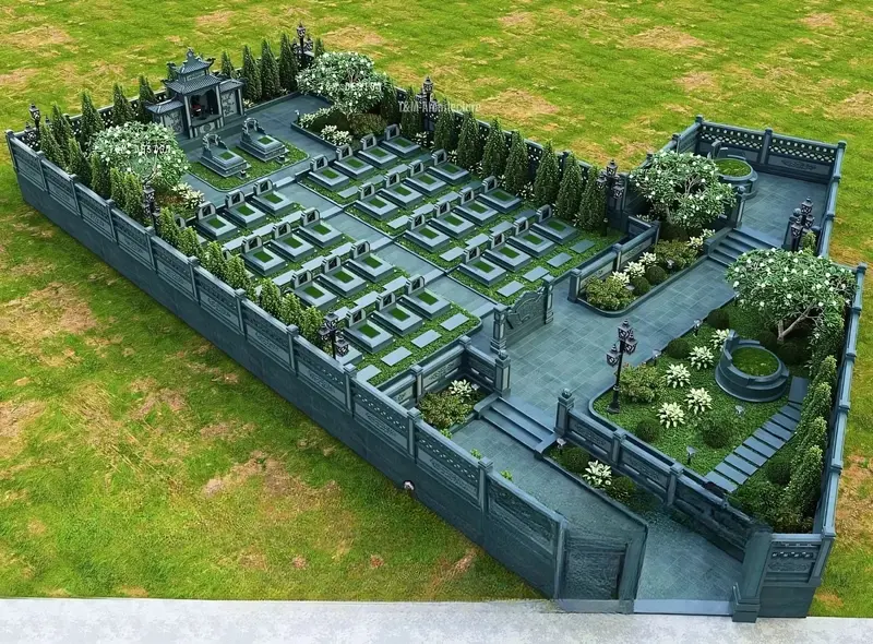 Mẫu khuôn viên khu lăng mộ đá dòng họ đẹp