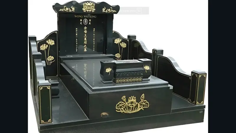 Mẫu lăng mộ đá hoa cương được chạm khắc đơn giản nhưng vẫn toát lên vẻ trang nghiêm 