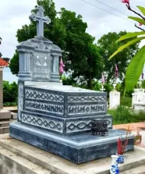 Mẫu mộ đá công giáo xanh rêu CT41