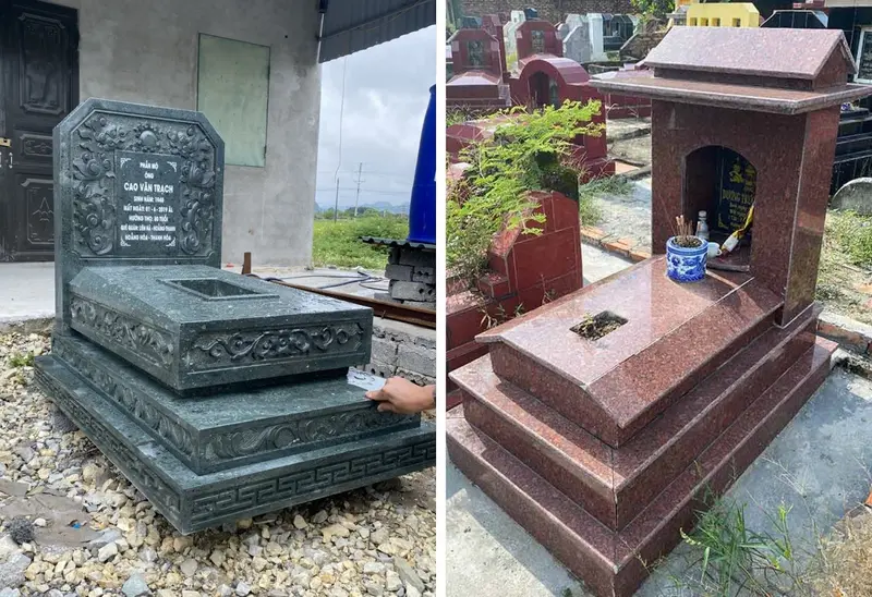 Mộ đá nguyên khối có sự liền mạch so với mộ ốp đá có nhiều mạch ghép rời