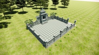 Phác thảo 3D khu lăng mộ đá xanh rêu thi công ở Quảng Trị