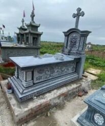 Lăng mộ đá công giáo xanh đen - CT90