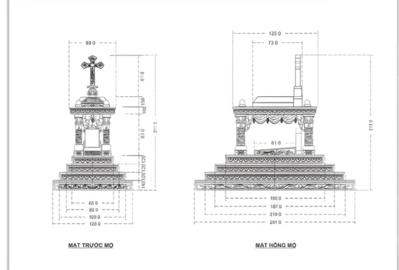Kích thước mộ đá Công giáo