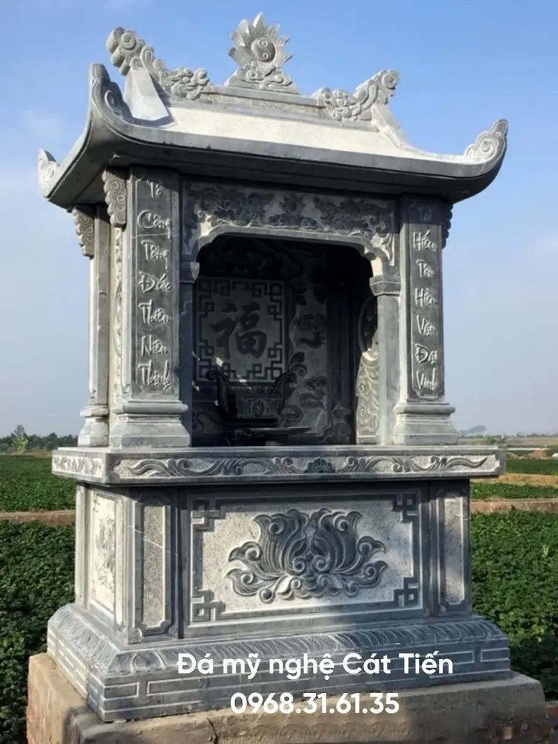 mẫu lăng thờ đá nguyên khối cánh hộp