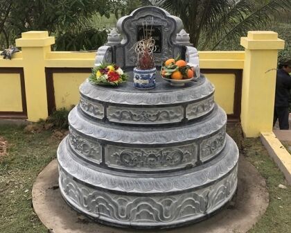 Mẫu mộ tròn CT63 được Đá Mỹ Nghệ Cát Tiến thi công tại An Dương, Hải Phòng năm 2023