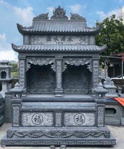 Mộ đá đôi xanh đen hai mái đao CT77