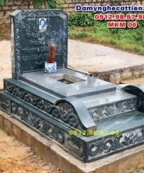 Mộ đá đơn giản đẹp xanh rêu MKM 06