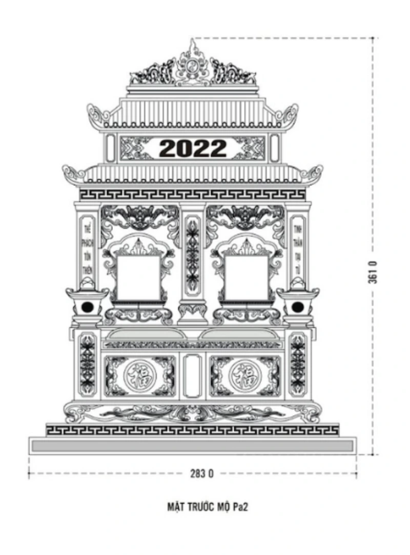 Kích thước mộ đá đôi luôn đáp ứng