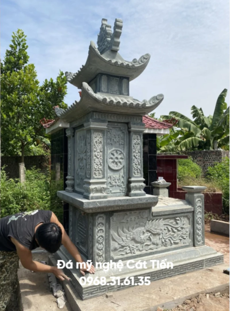 Mẫu lăng mộ gia đình màu xanh rêu