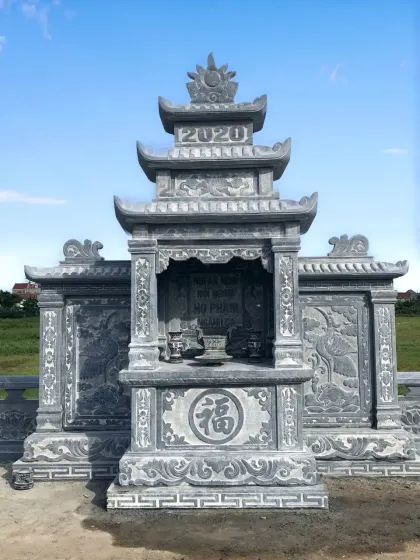 Công trình lăng mộ đá xanh đen CT49 thi công tại Cao Bằng năm 2020