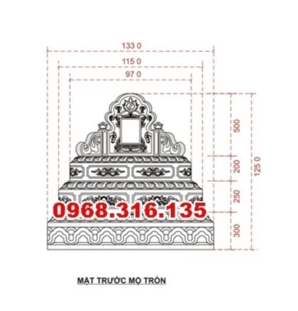 Bản thiết kế mặt trước mẫu mộ tròn đá CT63