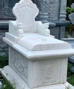 Mẫu mộ đá trắng CT02 do Đá Mỹ Nghệ Cát Tiến chế tác