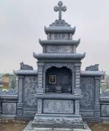 Công trình lăng mộ đá công giáo xanh đen thi công tại Hải Phòng năm 2023