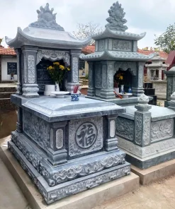 Lăng mộ đá xanh đen CT33 thi công bởi Đá Mỹ Nghệ Cát Tiến