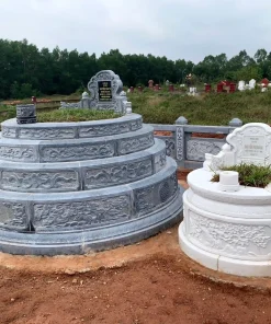 Mẫu mộ đá tròn CT53 do Đá Mỹ Nghệ Cát Tiến chế tác và thi công