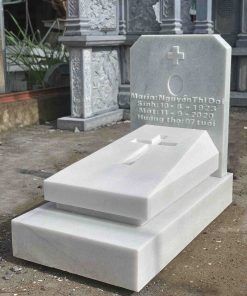 Mẫu mộ công giáo đá hoa cương trắng CT44