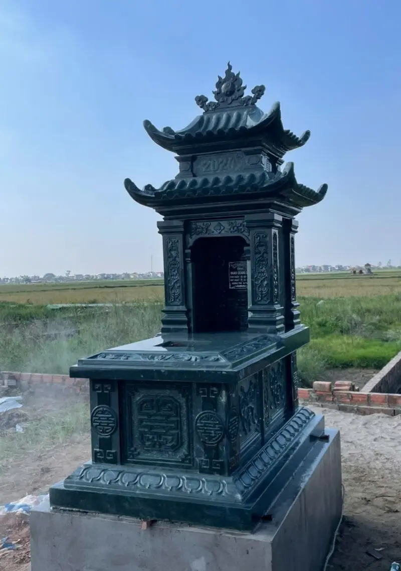 Mẫu mộ hai đao hoa văn 4 góc đẹp