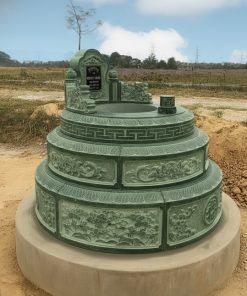 Mộ đá tròn tam cấp xanh rêu - CT46