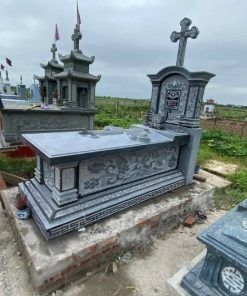 Lăng mộ đá công giáo xanh đen - CT90