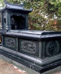 Góc trái mẫu mộ đá hoa cương đẹp CT96 màu đen tuyền