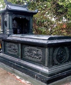 Góc trái mẫu mộ đá hoa cương đẹp CT96 màu đen tuyền