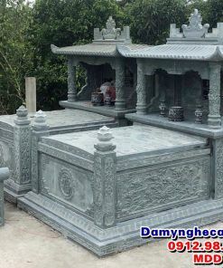 Mẫu mộ đôi đá - mộ tổ đá xanh rêu đẹp MDD 03