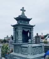 mộ đá công giáo xanh den 2 mái