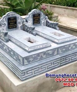 Mộ đá đôi 3 tam cấp đẹp MDD 04