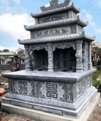 Mộ đá đôi xanh đen 3 mái CT79