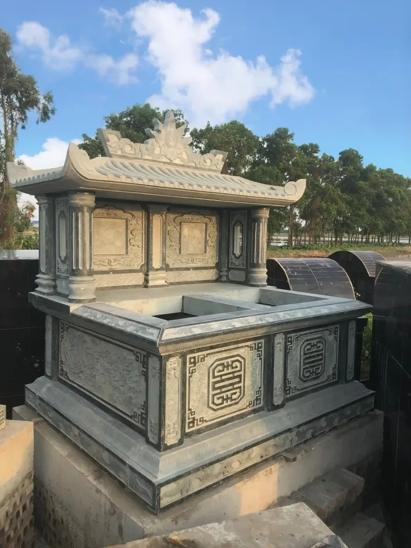 Mộ đôi xanh rêu 1 mái CT92