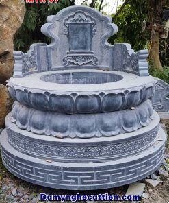 Mộ tròn đá hoa sen tự nhiên nguyên khối MTR 07