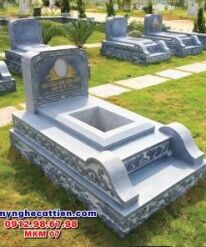 Mẫu mộ đá đơn giản đẹp xanh đen MKM 07