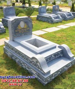 Mẫu mộ đá đơn giản đẹp xanh đen MKM 07