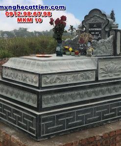 Mộ đá đơn giản 3 cấp đẹp xanh rêu MKM 10