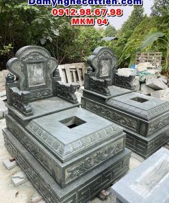 Mộ đá đơn xanh rêu không mái MKM 04