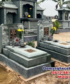 Mộ đá đôi tam cấp đơn giản MDD 015
