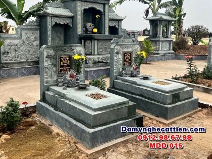 Mộ đá đôi tam cấp đơn giản MDD 015