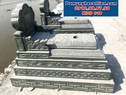 Mộ đôi đá xanh rêu đẹp MDD 018