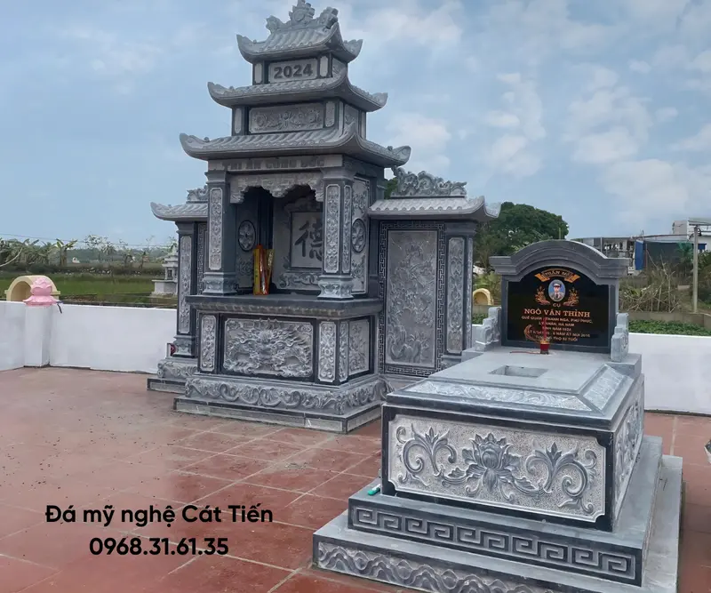 Mẫu hoa văn hoa sen phù hợp lăng mộ đá