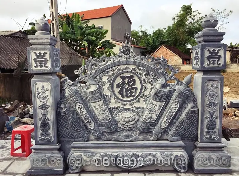 Mẫu hoa văn cuốn thư đá